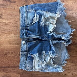 Distressed American Eagle Blue Denim Shorts